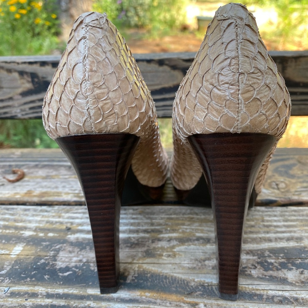 Calvin Klein Beige Snake Heels - Picture 2 of 10